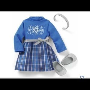 American girl holiday outfit with headband and shoes!